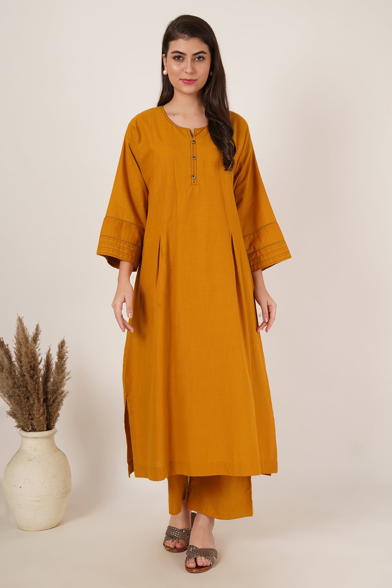 Mustard Yellow Kurta Co-Ord Set Of 2